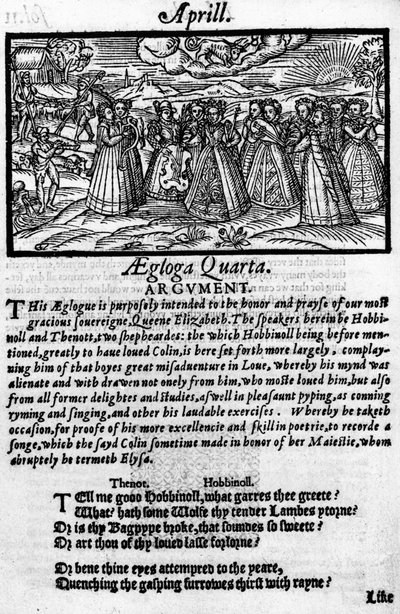 Month of April, from The Shepheardes Calender by Edmund Spenser, facsimile of original published in 1579 by English School